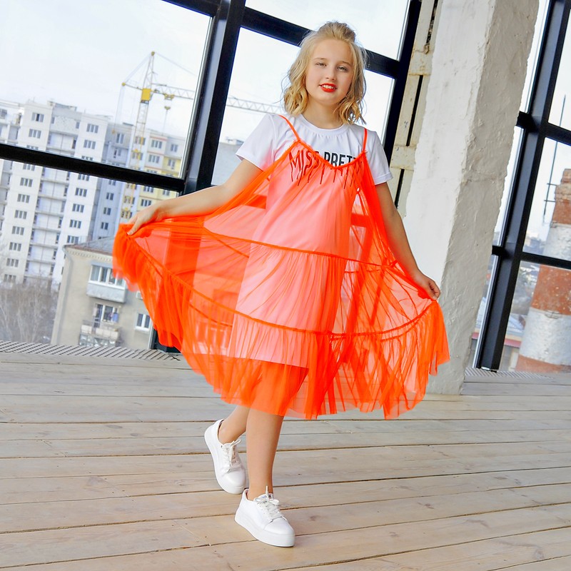 Платье MISS PRETTY и сетка NEON ORANGE